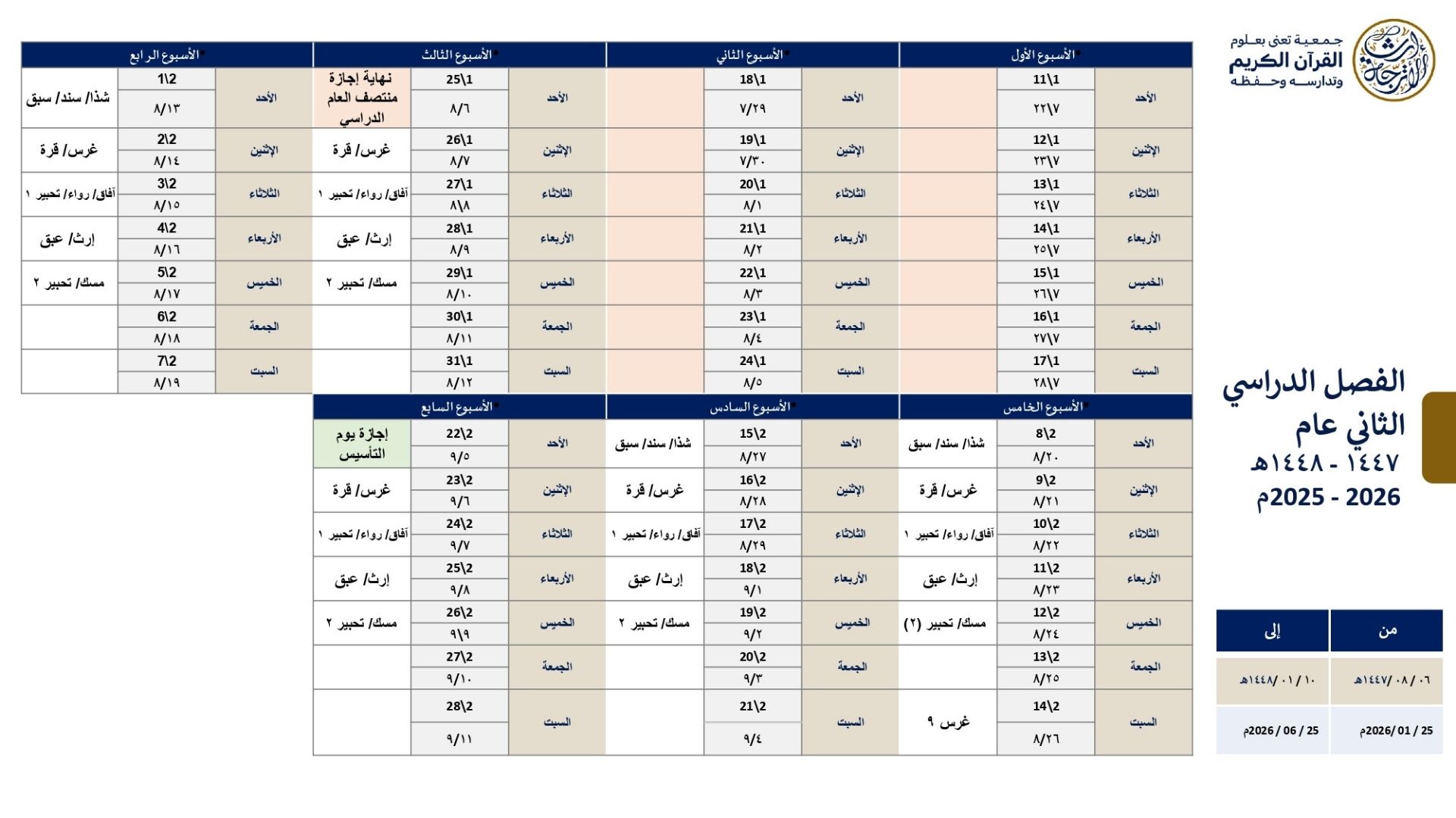 الفصل الدراسي الأول